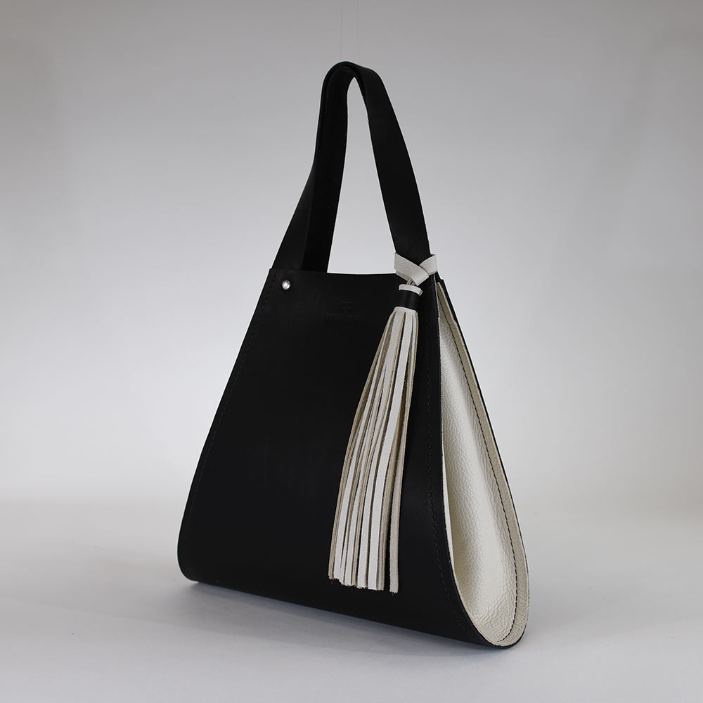 Black Off White Leather Tote Bag For Sale
