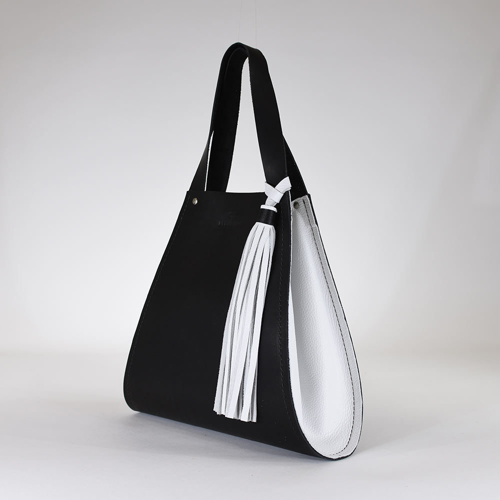 Black & White Leather Tote Bag - Winona MN