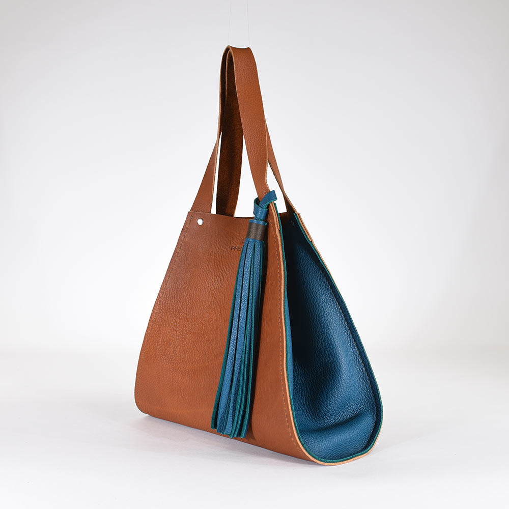 Russet Chap & Turquoise Luxury Leather Tote